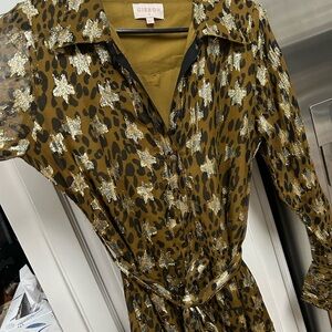 Ciebon Leopard Print Dress with Gold Accents